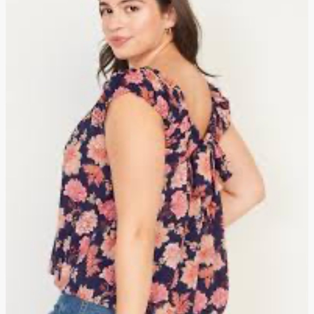 NWOT Old Navy Floral Print Blouse - Navy and Pink size 3X